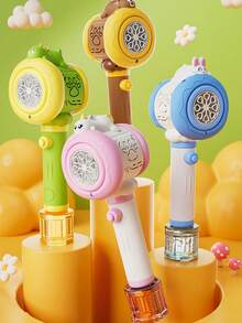 Kids Bubble Wand Set, 4 Animal Designs,Dinosaur ,Rabbit,Unicorn&Bear MachineBubble Toy, 8-Hole Bubble Maker,Green And Yellow,One-Click, Waterproof, With Extra Bubble Solution (Bear Bubble Wand Machine) - Brown - View 9