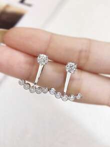 1 Đôi bông tai bạc 925 cao cấp đính đá Moissanite 5 hàng, chất liệu lấp lánh, 0.5 carat, thích hợp làm quà tặng đính hôn/cưới, quà tặng bạn thân/sinh nhật/kỷ niệm/ngày Valentine. - Hoa tai Moissanite xỏ khuyên - Xem 2