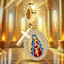 1 pièce Pendentif en argent sterling 925, convient pour les bracelets, les joncs et la confection de bijoux DIY ainsi que la décoration d'accessoires quotidiens, adapté pour le port par les femmes et les filles - Vierge Marie - Voir 7