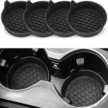 Car Silicone Cup Mat Car Waterproof Cup Mat Universal Round Car Storage Slot Non-Slip Mat Center Console Cup Holder Base Mat - 2 - View 4