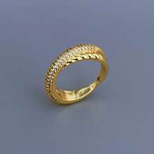 VKHK 1pc Luxurious Fully Rhinestone Zirconia Criss-Cross Striped Ring, Suitable For Women's Daily And Wedding Wear, Gift - Cross Diamond Ring - View 5