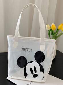 Mickey Mouse Transparent Handbag - Elegant Black Edged Women's Shoulder Bag - Fashionable Transparent Tote, Suitable For Daily Commute And Shopping - Minimalist Mickey Design - Stylish Large Capacity Travel Organizer - Multicolor - View 10