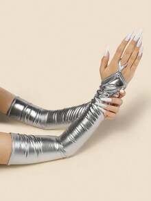 1pc Long Rhinestone Elastic Sleeve Gloves For Women, Party & Ball - Multicolor - View 5