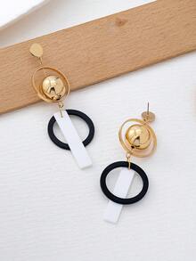 2件套简约独特设计夸张几何长耳环，时尚百搭，适合女性日常佩戴 - 彩色 - 查看 4