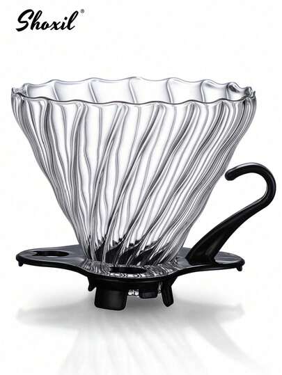 shoxil 1pc High Borosilicate Glass Coffee Dripper, 1-4 Cup,Coffee Filter Cup,Pour Over Glass Coffee Filter For Office Or Home,Coffee Brewing Funnel, Household Drip,Coffee Maker School Supplies