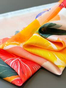 1 chiếc khăn choàng/khăn trùm đầu nữ nhẹ, in hình dâu tây và chanh, chất liệu giả lụa, hình vuông, thích hợp cho đi biển, dạo phố, mặc hàng ngày, đi nghỉ mát hoặc trang trí. - trái cam - Xem 4