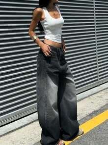 Low Rise Baggy JeansOversized Streetwear Pants High Waist Loose Fit Jeans Retro Baggy Trousers Minimalist Wide Leg Pants Casual Slouchy Jeans  Oversized Trouserspants For Womenspring Outfits For Womenpantalones De Mujersweatpantscargo Pants Women - 深灰色 - 查看 4