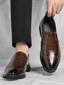 Men's Brogue Business Loafers, Slip-On Formal Shoes, Groom's Wedding Shoes, Office Work Shoes, Daily Commuting Shoes, Soft And Comfortable Men's Shoes, High-End Texture Shoes, Classic Men's Shoes, Korean-Style Men's Shoes, Handsome Youth Shoes, Middle-Aged Dad Shoes, Four-Season Men's Shoes, Simple And Versatile Shoes, Stylish Low-Top Shoes, Comfortable Work Shoes - 棕色 - 查看 9