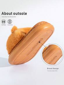 Women's Plush Slippers, Cute Capybara Pattern, Anti-Slip Thick Bottom House Shoes, EVA Material - Coffee Brown - View 3