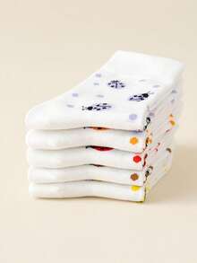 5 paia di calze a mezza gamba da donna - motivi carini a pois e a forma di insetti e scarabei - leggere e confortevoli, versatili per primavera ed estate - Multicolore - Visualizzare 6