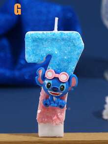 可爱史迪奇主题生日蜡烛，0-9数字造型闪亮卡通生日蜡烛，酷酷的史迪奇，萌萌的卡通人物，热门生日蜡烛，周年纪念蜡烛，派对装饰小礼物，主题派对装饰 - 1PC - 查看 17