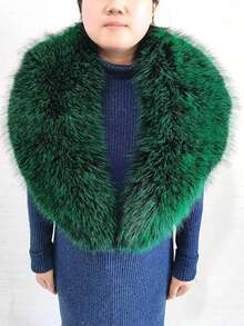 3pc  Fabric    Elegant    None    Fur Collar And Cuffs  Autumn And Winter - 橄欖綠 - 查看 3
