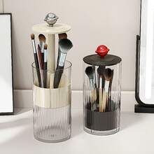 1pc Makeup Brush Holder, Dustproof Vanity Desk Cosmetic Organizer Box, Eyebrow Brush Cylinder With Brush Holder - Multicolor - View 4