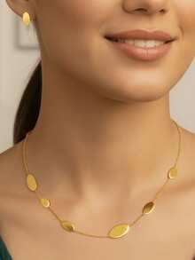 Conjunto de joyas para mujer con colgante ovalado, collar y aretes, regalo para el Día de San Valentín, cumpleaños de la madre, aniversario, graduación, para ella, fiesta, citas, regreso a la escuela, colección de joyas de temporada - Multicolor - Ver 9