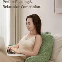 1pc New Reading Pillow With Armrests, Lumbar Cushion Filled With Shredded Foam And Faux Fur, Wedge Backrest With Pocket, Suitable For Adults Sitting On Bed, Sofa, TV - 1PC - View 6