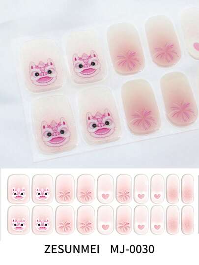 Cured Gel Nail Strips , Clear Base, 20 Pcs Gel Nail Wraps, Stickers, UV Light Required, Salon Quality, Long Lasting,ES20 Cross-Border Wholesale Drop Shipping Red Book Same Style Nail Stickers Nail Stickers For Fingertips Nails Nail Supplies