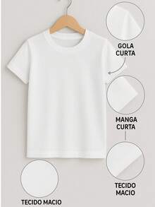 Camiseta Algodão Infantil Estampa Brasil Confete 1010 Copa do Mundo Tecido Confortável 100% Algodão Escola Looks Ootds Modinha - Branco - Visão 3