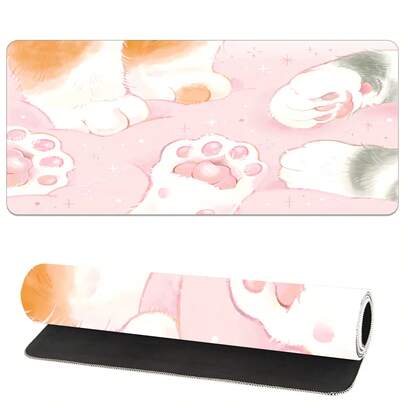 블랙 귀여운 고양이 베개 테마 초대형 마우스 패드, 고품질 마우스 패드, 키보드 패드, 미끄럼 방지 고무 소재, 정밀 엣지 스티칭 기술, 고화질 컬러 인쇄 패턴, 직사각형 마우스 패드, 전자 스포츠 게임 데스크탑 패드, 데스크탑 장식, 학습 및 사무실에 적합, 또는 선물로 이상적인 선택, 게임 마우스 패드