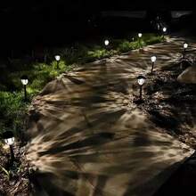 6个太阳能路径灯，耐用、防风、防锈，适用于花园、走道、车道、草坪、装饰 - 防水，太阳能花园灯，非常适合作为圣诞节、万圣节、新年、情人节礼物 - 白光 - 查看 10