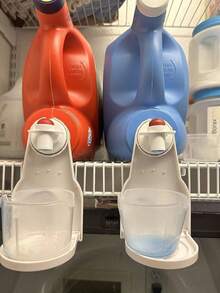 4Pcs Laundry Detergent Cup Holder With Upgraded Drip Tray, Anti-Leak Anti-Mess Drip Catcher, Strong Grip Universal Design Fits All Detergent & Fabric Softener Bottles, Round Dispensing Button, Practical Bathroom Organizer, Autumn & Back To School - A - View 2