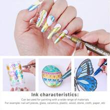 Languo 12 Colors Nail Art Markers, Classic Nail Art Pens, Nail Art Painting Pens, DIY Nail Highlighter & Outline Pens, Nail Art Markers, ABS Nail Art Marker Set - Multicolor - View 4