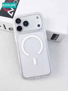 1 pieza Funda magnética para teléfono con tacto de piel Koolife, 2.0mm, PC+TPU, superficie mate, protección elevada para la lente, antideslizante, a prueba de golpes, compatible con iPhone 17/17 Pro/17 Pro Max - Blanco translúcido - Ver 2