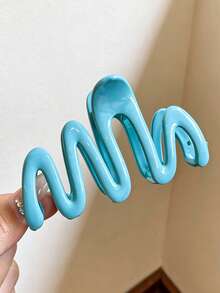 1 Piece Of Wavy Claw Clip, Sweet, Stylish And Minimalist Hair Accessory For Girls, Versatile For Daily Wear - Multicolor - View 9