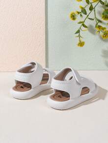 儿童夏季露趾沙滩凉鞋，男童软底防滑休闲凉鞋，女童软底学步凉鞋 - 米色 - 查看 4