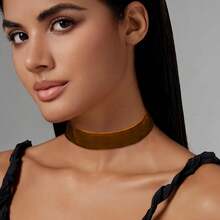 1.6cm 20pcs Royal Blue Velvet Chokers Vintage Necklace For Women With Extension (XL-1002-5)-3730 - 2.54公分-12個-棕色 - 查看 6
