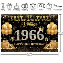 1pc 60th Birthday Decoration Backdrop, Black & Gold Balloon Gift Elements, 1966 Anniversary, Suitable For Indoor & Outdoor, Cake Table Decor, Anniversary Celebration, Party Supplies - Multicolor - View 5