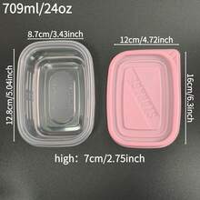 10pcs Stackable Food Storage Containers, Pink Stackable Food Storage Containers With Lids, Plastic Lunch Boxes For Grains, Meat, Fruits And Vegetables - Dishwasher And Microwave | Meal Prep Containers | Portion Containers | Storage Boxes - Pink - View 3