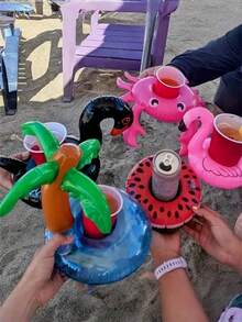 1pc/5pcs/10pcs Inflatable Cup Holder, Cup Coaster, Water Floating Drink Holder, Inflatable Drink Holder, Floating Inflatable Drink Coaster, Suitable For Pool Party, Outdoor Activities - Multicolor - View 4