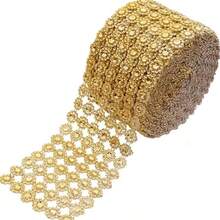 2件/套 6排向日葵水钻镂空银色/金色花朵图案人造钻石水晶网状丝带，适用于婚礼派对闪亮装饰工艺配件 - 1件 白色 - 查看 4