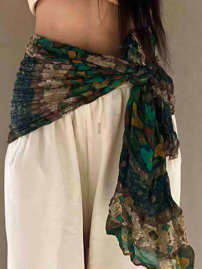 Khăn quấn eo đa năng họa tiết Bohemian cổ điển dành cho nữ, chất liệu chiffon mỏng nhẹ, phụ kiện thắt lưng linh hoạt cho khiêu vũ Jazz, Hip Hop, trang phục thường ngày, đi nghỉ mát, lễ hội, dự tiệc.