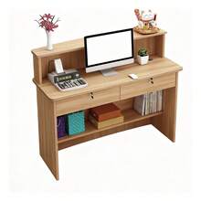 Mostrador De Madera Con 2 Cajóns Moderno Y Minimalista - color madera - Ver 2