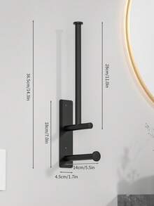 1个免钻孔卫生纸架，节省空间的独立式设计，适用于浴室和厨房的多卷卫生纸，金属材质，安装简便，现代简约风格 - B-黑色 - 查看 3