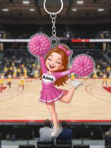 Personalized Acrylic Cheerleader Keychain, Customizable With Name, Year, Outfit Color, Cute Cartoon Cheerleader Design, School Spirit Memorial Gift, Keychain, Wallet, Backpack Pendant Decoration, Cheer Team Gift, Friend Gift, School Spirit Gift, Graduation Gift - Multicolor - View 6