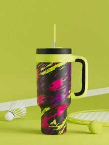 Powcan 40盎司不锈钢真空保温水瓶，带盖和吸管，不锈钢旅行杯，车载杯，便携式，适合办公室、家庭、户外活动和送礼 - 黑綠運動 - 查看 8