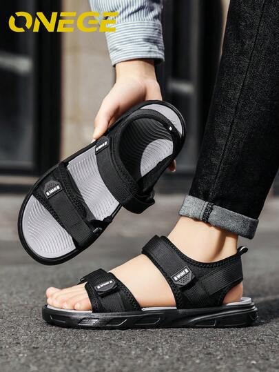 1 Pair Durable New Sports Beach Sandals For Men, Outdoor Non-Slip Comfortable Soft Sole Casual Summer Shoes, Plus Size