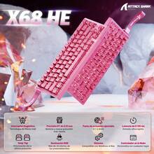 ATTACK SHARK X68HE 快速触发键盘，60% 有线 8KHz 磁吸键盘，RT 精度 0.01mm，轮询率 8000Hz，可调触发点 (0.1-3.4mm)，RGB 背光，支持 RT/Snap Tap/DKS/MT/TGL 等多种按键模式。 - 彩色 - 查看 2