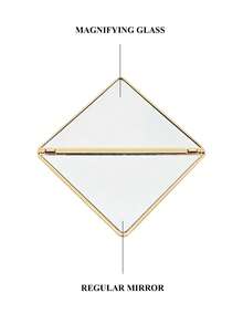 Prada 1个品牌经典三角形化妆镜，女士便携式PU皮革梳妆镜，桌面立式化妆镜，适合日常使用和学生宿舍，优雅设计，节日礼物，小巧便携镜 - 銀色 - 查看 4