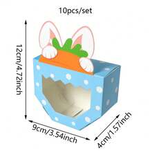 10 piezas Cajas de regalo con orejas de conejo de Pascua con ventana transparente - Cajas de regalo de papel con diseño de conejo de dibujos animados lindos, para bodas, cumpleaños, decoración de fiestas de Pascua de primavera - Multicolor - Ver 3