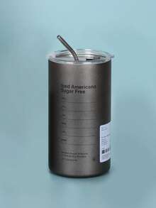 1pc 600ml Portable Stainless Steel Coffee Cup, Insulated Leak-Proof Water Bottle With Straw, Drinkware - Multicolor - View 16