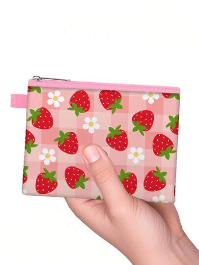5.5英寸 x 4.1英寸多功能收纳包，印花零钱包，卡包，拉链手拿包，牛津布材质，可爱时尚，易于清洁，适合上学、户外活动和居家使用。