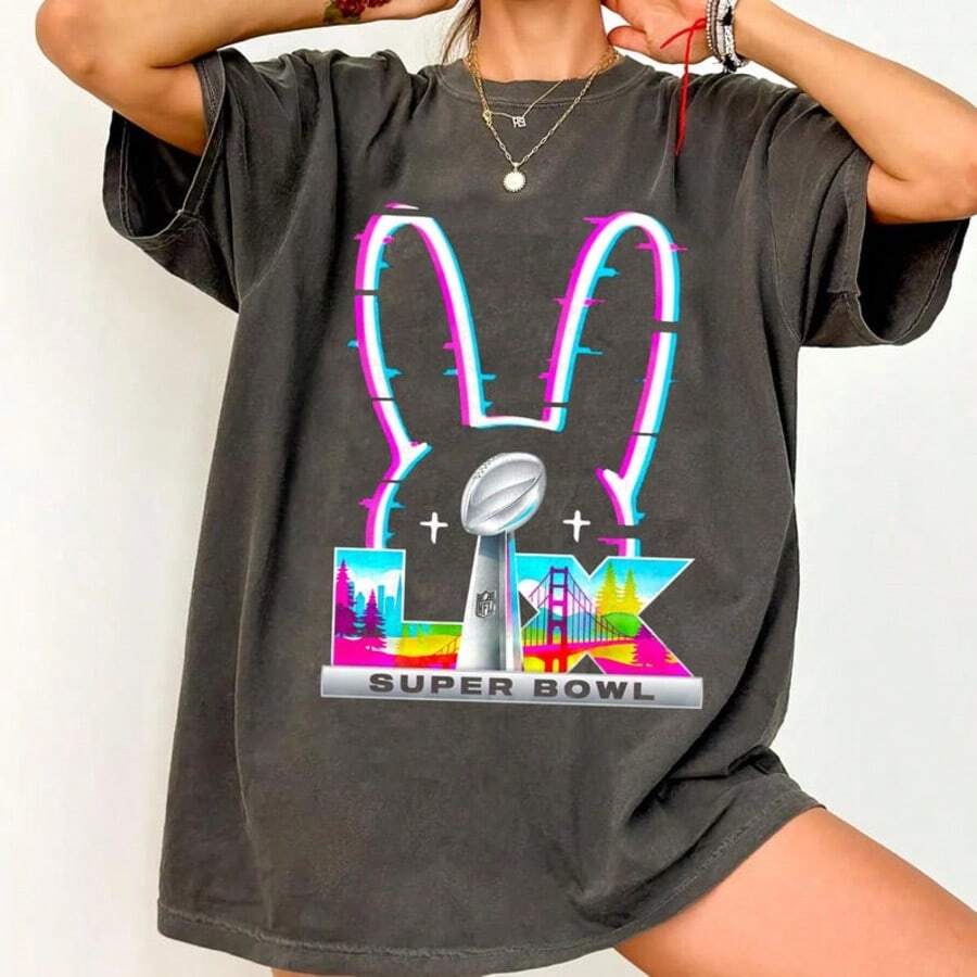 Comfort Ba D Bunny Su Per Bowl T-Shirt - màu đen - Xem 1