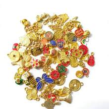 20/30件套吉祥挂饰套装（多种款式可选）合金/仿玉珐琅DIY串珠配件，耐磨防褪色，手链/项链装饰/新年礼物，工艺爱好者/珠宝店材料套装 - 彩色 - 查看 2