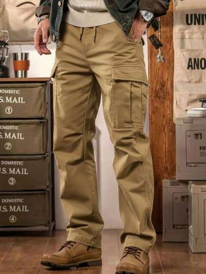 男士户外多口袋工装裤，纯色休闲裤，适合送给男友或丈夫