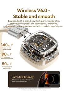 Lenovo 联想 LS117 复古蓝牙 6.0 无线耳机，3D 环绕立体声，高品质音频，超长续航，ENC 主动降噪，游戏、音乐、智能手机和电脑适用，舒适佩戴，礼品 - 黑色 - 查看 9