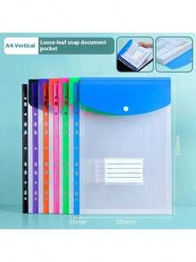 Bộ 6 bìa hồ sơ khổ A4 dung lượng lớn, có gáy 11 vòng, chất liệu PP hiện đại, nút bấm mở rộng, ngăn đựng nhãn, phù hợp cho học sinh, giáo viên, nhân viên văn phòng, nội trợ, trường học, gia đình, văn phòng, công tác, du lịch, quản lý điểm danh. - Bộ - Xem 12