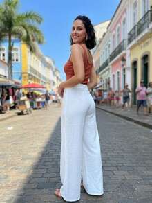 Simple Pocket, Contrasting Waistband, Zipper, Close-Up - Blanco - Ver 4